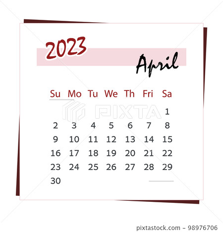 Calendar 2023. For month of april. Square calendar 98976706