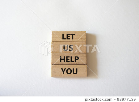 Let us help you symbol. Wooden blocks with words Let us help you. Beautiful white background. Business and Let us help you concept. Copy space. Let us help you symbol. Wooden blocks with words Let us help you. Beautiful white background. Business and Let us help you concept. Copy space. 98977159