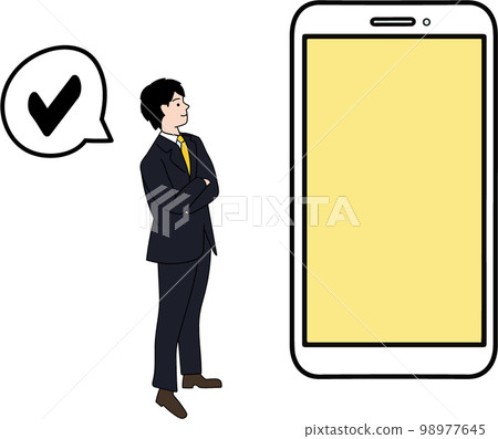 man looking at smartphone screen 98977645