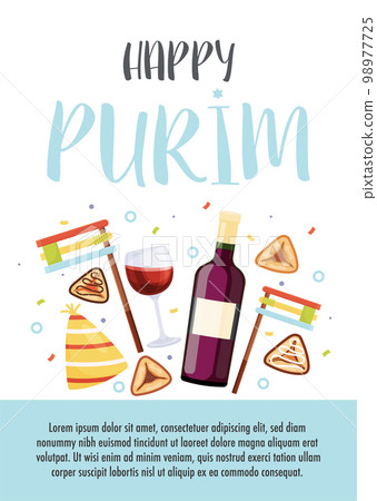 Happy Purim day greeting card Happy Purim day greeting card 98977725
