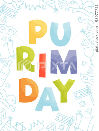 Happy Purim day greeting card Happy Purim day greeting card 98977731