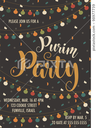 Happy Purim day greeting card Happy Purim day greeting card 98977739