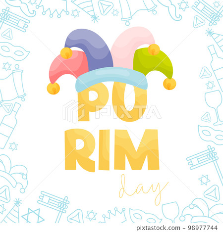 Happy Purim day greeting card Happy Purim day greeting card 98977744