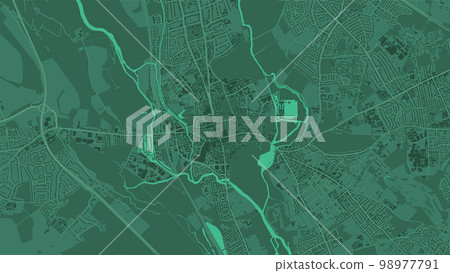 Oxford map, the UK. Background green map with roads and railways, parks and rivers. 98977791