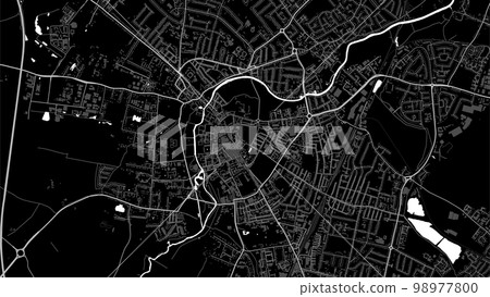 Cambridge map, the UK. Background black and white map with roads and railways, parks and rivers. Cambridge map, the UK. Background black and white map with roads and railways, parks and rivers. 98977800