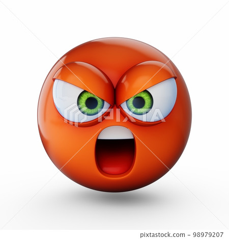 3D Rendering angry emoji isolated on white background 3D Rendering angry emoji isolated on white background 98979207