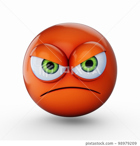 3D Rendering angry emoji isolated on white background 98979209