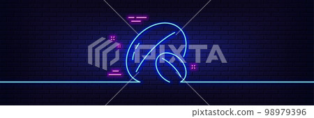Neon light glow effect. Soy nut line icon. Tasty nuts sign. Vegan food symbol. 3d line neon glow icon. Brick wall banner. Soy nut outline. Vector 98979396