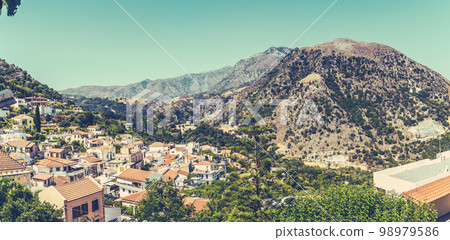 Panoramic view of a Argiroupoli village in Crete 98979586