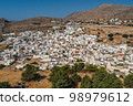 Aerial view of the town of Lindos in Rhodes, Greece 98979612
