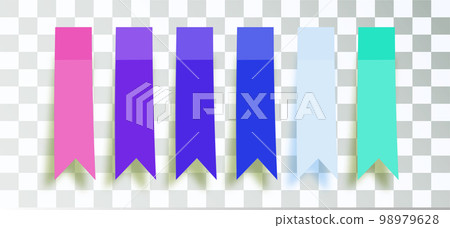 Post note stickers on transparent background. color sticky tapes with shadow template. Vector 98979628
