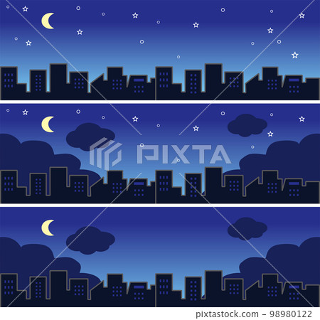 橫幅框架城市景觀城市建築夜間停電節能剪影背景插圖素材集 98980122