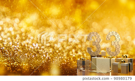 The 3.3 and gold gift box on bokeh  for marketing  or sale  promotion 3d rendering 98980179