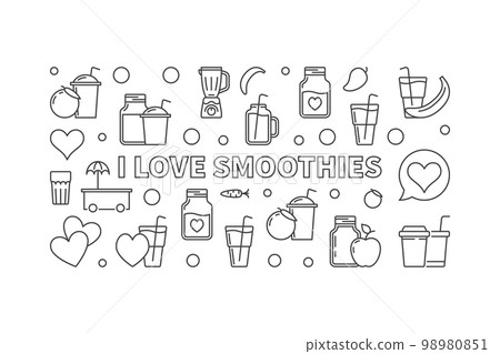 I Love Smoothies vector horizontal illustration or banner 98980851