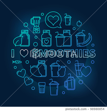 I Love Smoothies blue thin line vector illustration 98980854