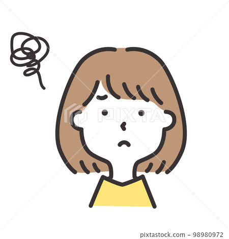 Illustration of a worried young woman 98980972