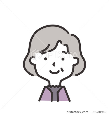 一位微笑的老年婦女的插圖 98980982
