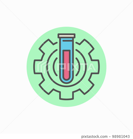 Laboratory tube in gear icon Laboratory tube in gear icon 98981043