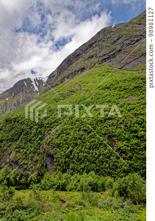 Travel destination Norway - norwegian landscape in Geiranger - Norway 98981127