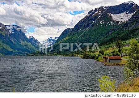 Travel destination Norway - norwegian landscape in Geiranger - Norway 98981130