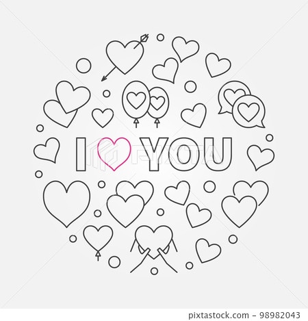 I love you vector round simple outline illustration I love you vector round simple outline illustration 98982043