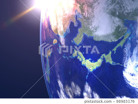 Earth Japanese archipelago close-up Sun Sunset (3DCG image) 98983176