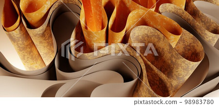 Abstract shape of beige wavy film 3d rendering Abstract shape of beige wavy film 3d rendering 98983780
