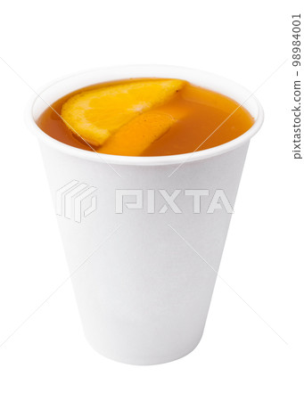healthy tea with orange slices in a plastic cup 98984001