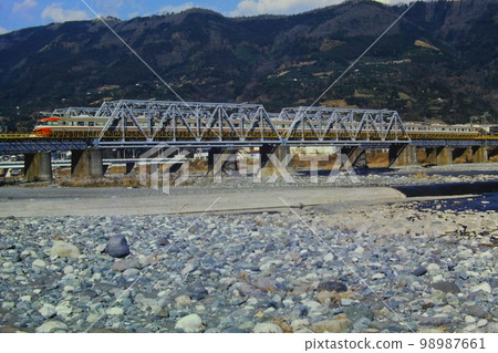 小田急 3100 NSE 汽車穿越佐川河被捏合,新松田→茅山(開成),1982 年 1 月 2 日,KR 小田急 3100 NSE 汽車穿越佐川河被捏合,新松田→茅山(開成),1982 年 1 月 2 日,KR 98987661