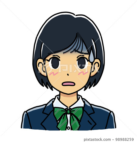 不及格表情蒼白的女學生圖解（bust-up） 98988259