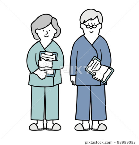 A set of illustration materials for men and women undergoing medical checkups and examinations Blue A set of illustration materials for men and women undergoing medical checkups and examinations Blue 98989082