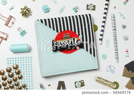 Concept of scrapbooking, scrapbooking for holiday, hobby concept, top view 98989576
