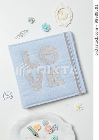 Concept of scrapbooking, scrapbooking for holiday, hobby concept, top view 98989581