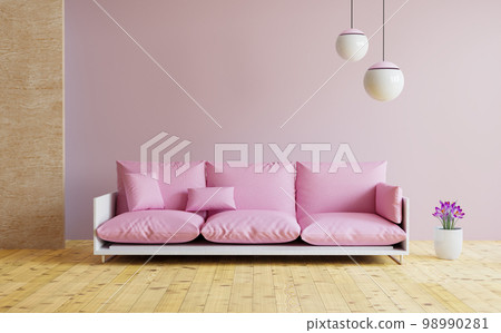 Pink sofa in room mock up 98990281