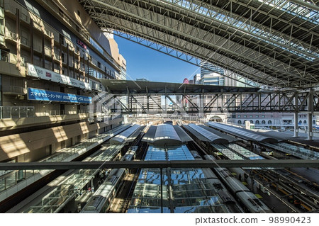 Bird's-eye view of Osaka Station platform, Osaka Prefecture 98990423