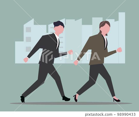Businessman and businesswoman running towards their job dream. vector illustration Businessman and businesswoman running towards their job dream. vector illustration 98990433