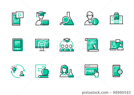 Graduation and University - set of line design style icons 98990583