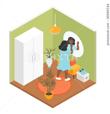 Mirror in the hallway - modern vector colorful isometric illustration 98990584
