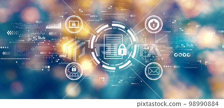 Data protection concept with blurred city at night Data protection concept with blurred city at night 98990884