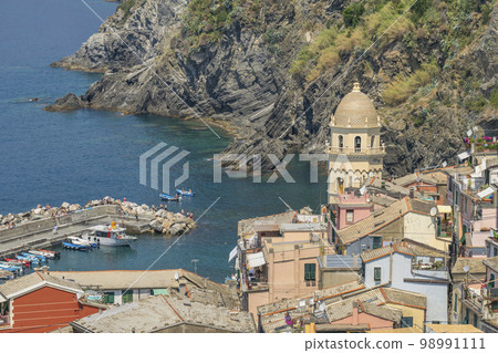 Vernazza village and ocean blue sea, Cinque Terre, Italy Vernazza village and ocean blue sea, Cinque Terre, Italy 98991111