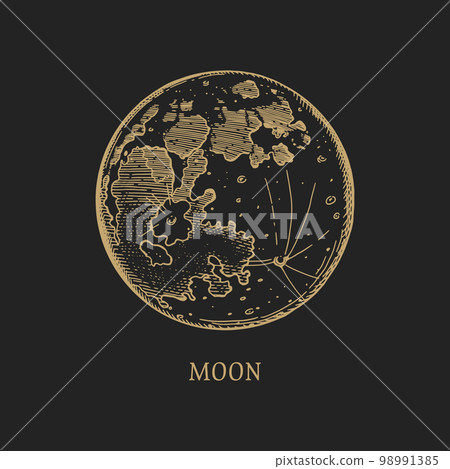 Full moon hand drawing sketch Full moon hand drawing sketch 98991385