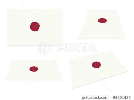 Envelopes at various angles Letters sealed with sealing stamps 98991425