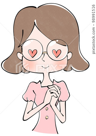 一個女人雙手合十的插圖 Smile Heart eyes 一個女人雙手合十的插圖 Smile Heart eyes 98991516