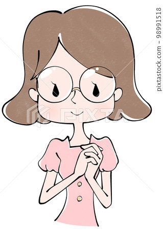 一個女人雙手合十的插圖 微笑 98991518