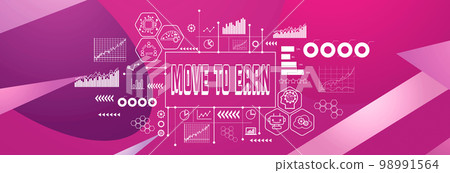 Move to Earn theme on geometric pattern background 98991564