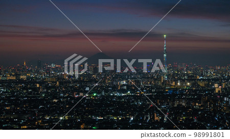 從千葉縣市川市 I Link Town 展望台看東京的日落 從千葉縣市川市 I Link Town 展望台看東京的日落 98991801