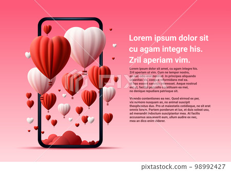 paper cut hearts on smartphone screen happy valentine day poster or voucher holiday celebration sale header template paper cut hearts on smartphone screen happy valentine day poster or voucher holiday celebration sale header template 98992427