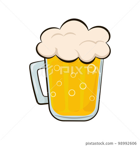Mug of beer in cartoon style isolated on white background 98992606