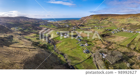 Aerial view of Glencolumbkille in County Donegal, Republic of Irleand Aerial view of Glencolumbkille in County Donegal, Republic of Irleand 98992627