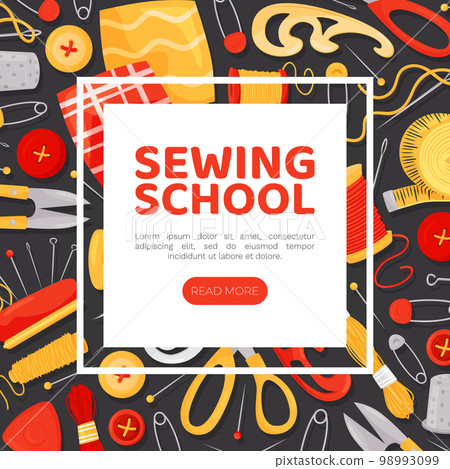 Sewing Banner Design with Tools for Handmade... - Stock Illustration ...